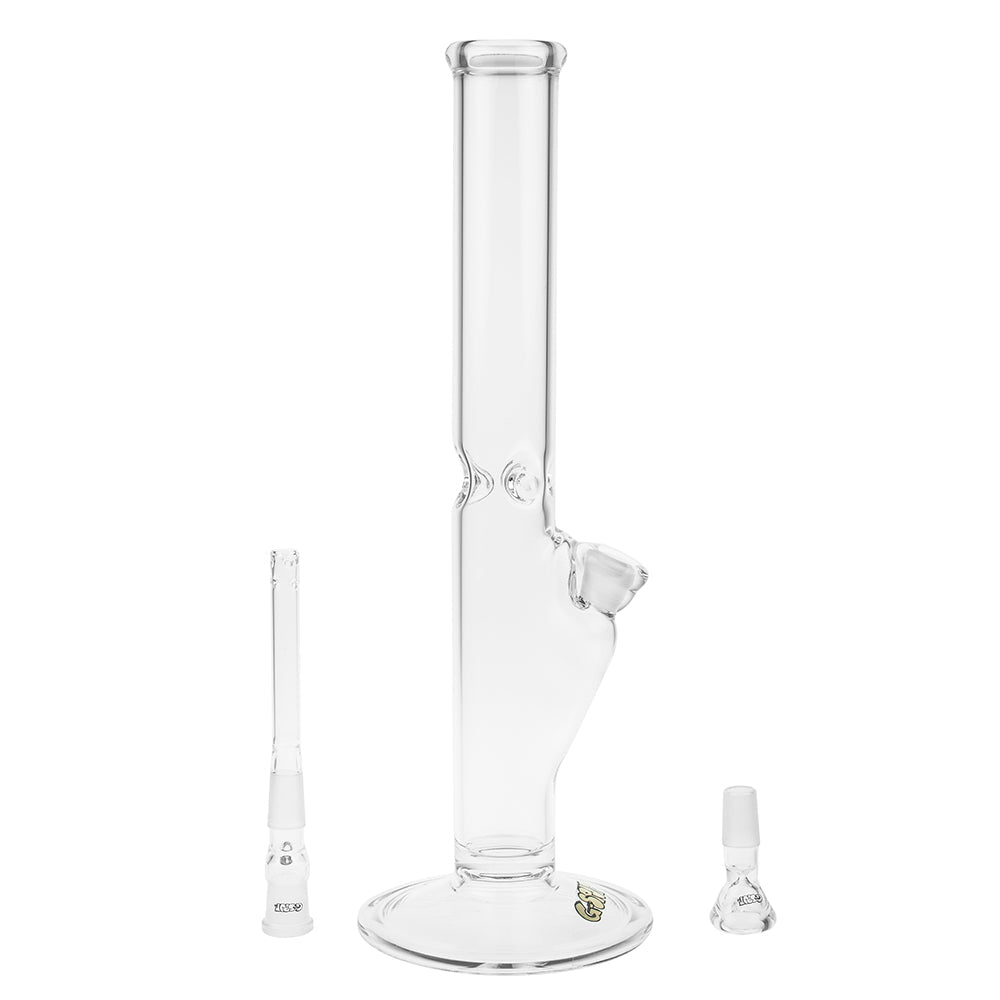 G-Spot Glass Classic Cylinder Ice Bong with Gold Logo | 40 cm - Diffuser Downstem and Herb Bowl Included