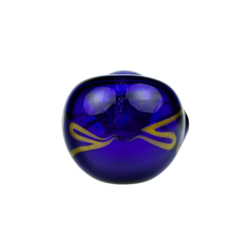 G-Spot Glass Spoon Pipe - Dark Blue with Yellow Artwork - Front view
