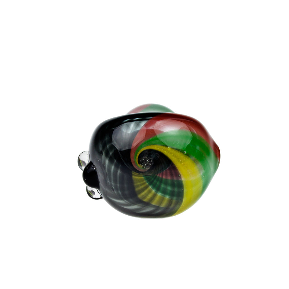 G-Spot Glass Spoon Pipe - Black with Rasta Stripes - Front view