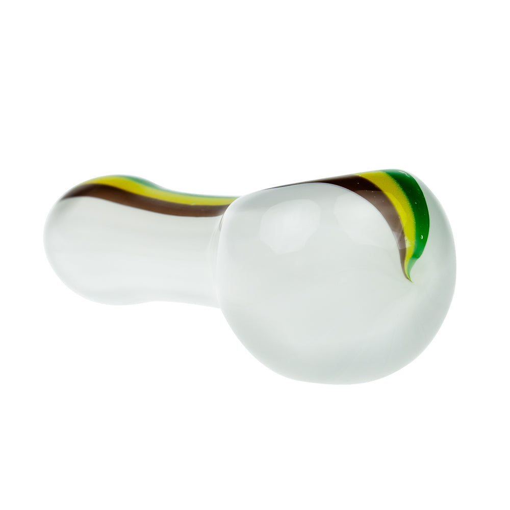 G-Spot Glass Spoon Pipe - White Rasta - Side view 2
