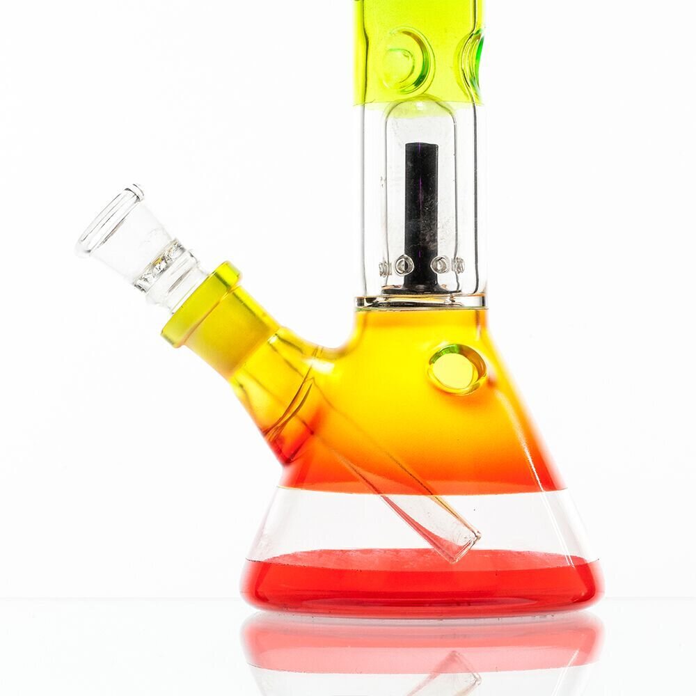 Amsterdam Beaker Base Ice Bong with Dome Percolator | Rasta | beaker