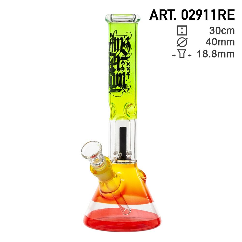 Amsterdam Beaker Base Ice Bong with Dome Percolator | Rasta