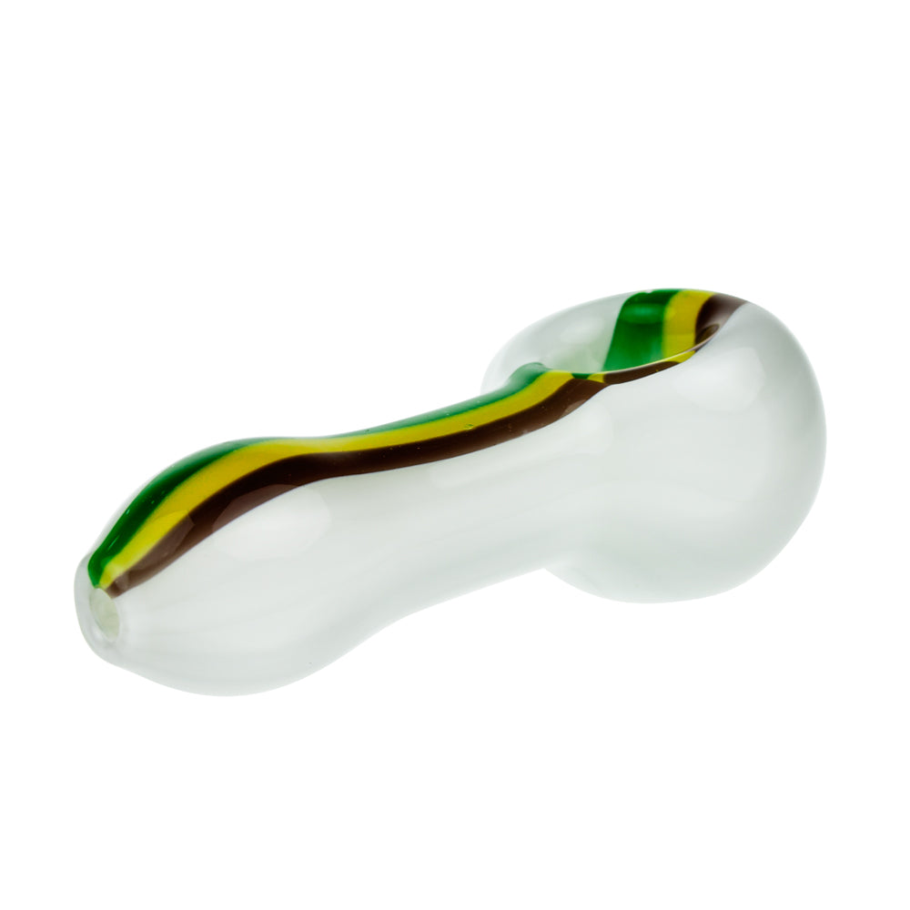 G-Spot Glass Spoon Pipe - White Rasta - Side view 4