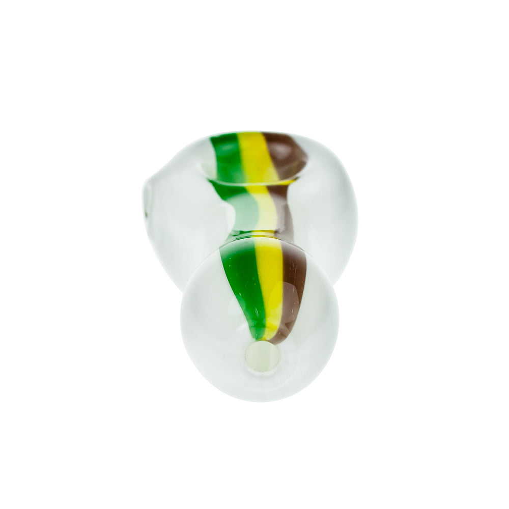G-Spot Glass Spoon Pipe - White Rasta - Back view