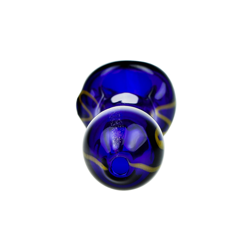 G-Spot Glass Spoon Pipe - Dark Blue with Yellow Artwork - Back view