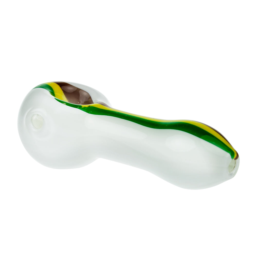 G-Spot Glass Spoon Pipe - White Rasta - Side view 3