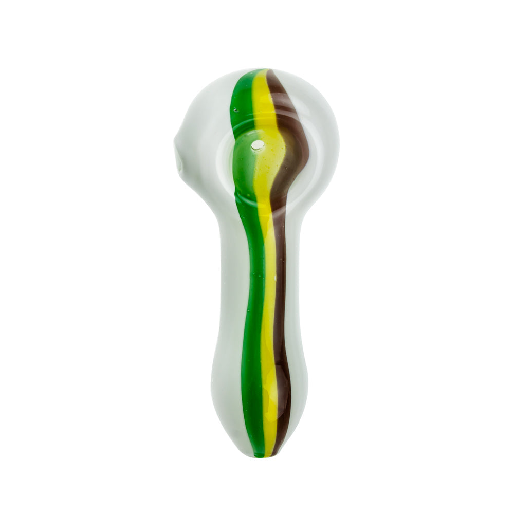 G-Spot Glass Spoon Pipe - White Rasta - Top view