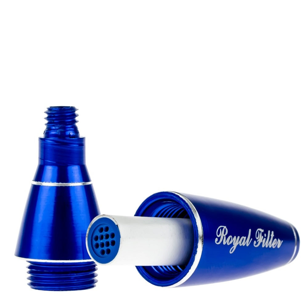 Screen Queen Hand Pipe with Royal Filter Kit | Blue - Royal Filter Disassembled