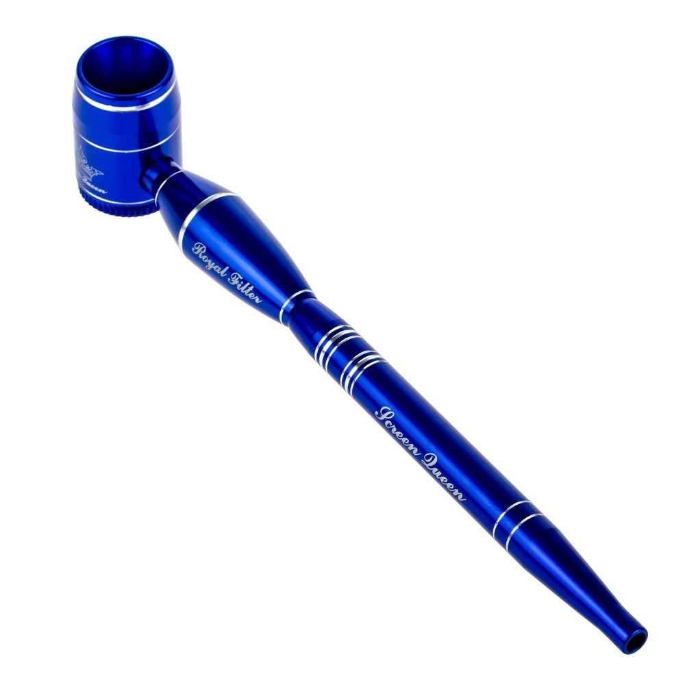 Screen Queen Hand Pipe with Royal Filter Kit | Blue - Back View