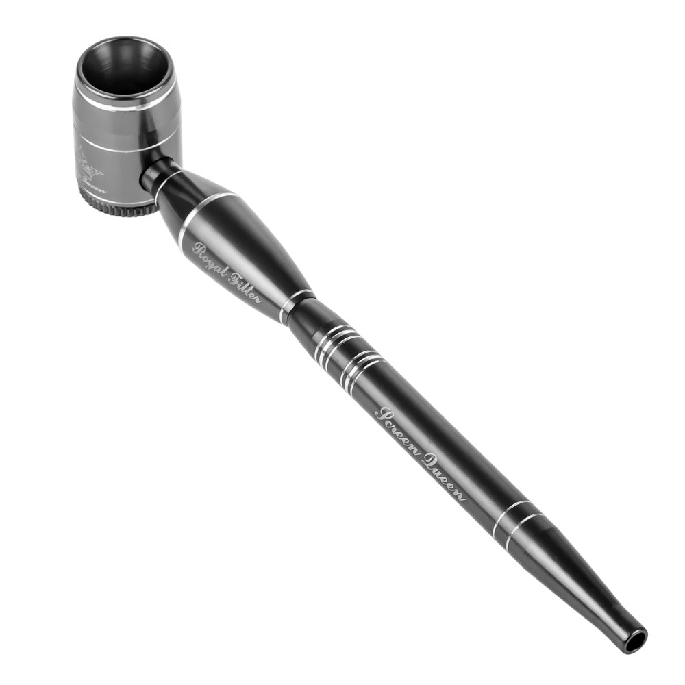 Screen Queen Hand Pipe with Royal Filter Kit | Grey - Back View