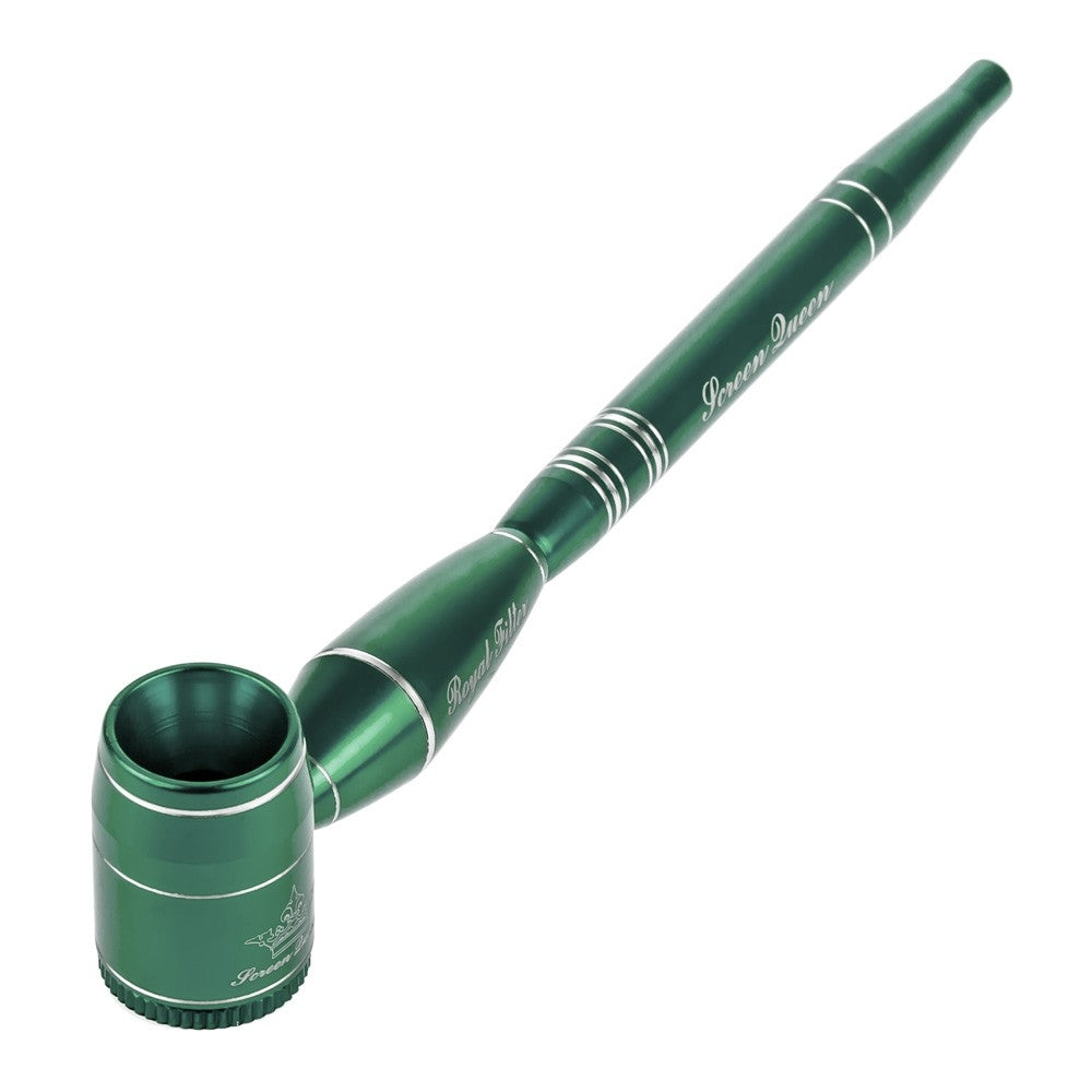 Screen Queen Hand Pipe with Royal Filter Kit | Green - Front View