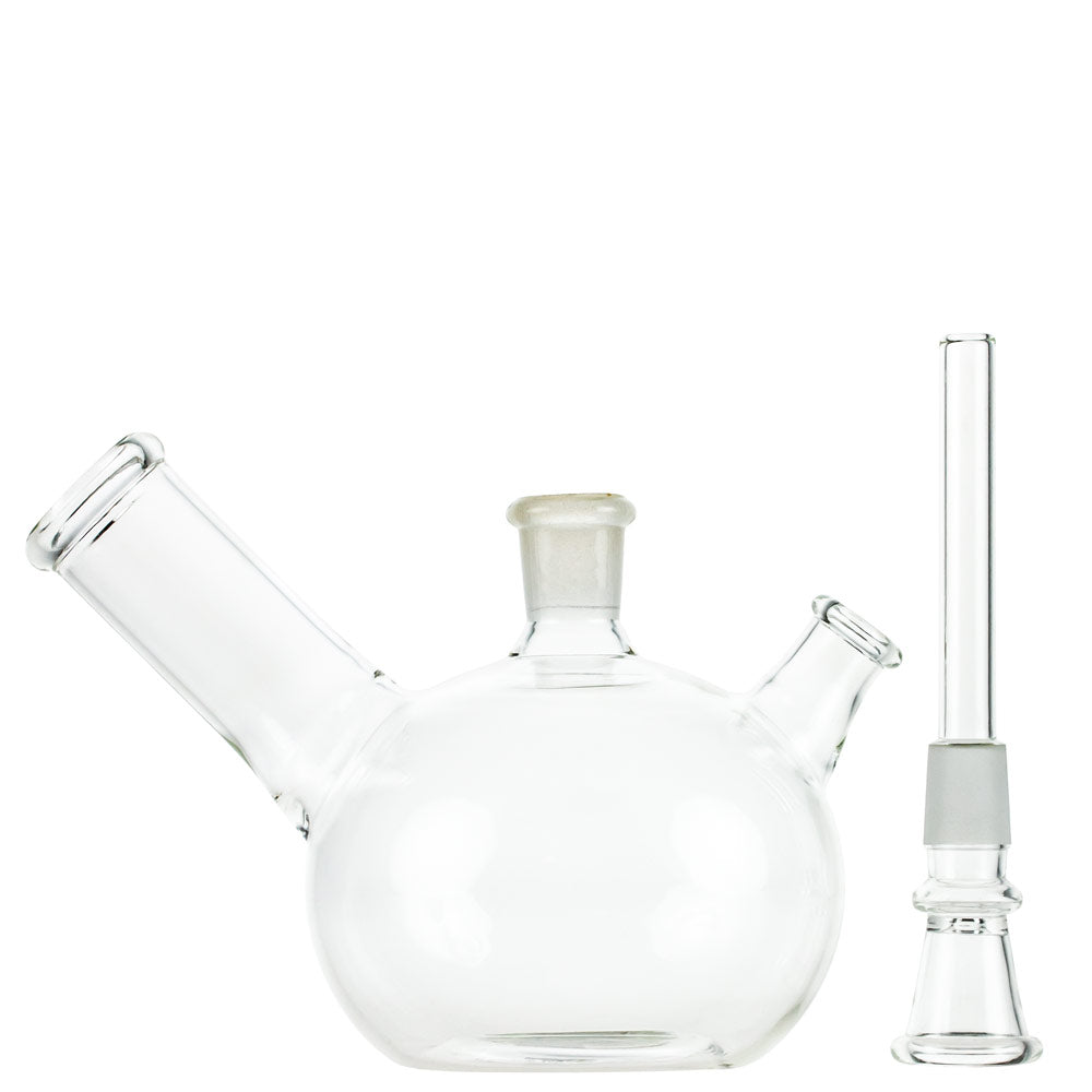 Glass Bubble Base Mini Bong “Little Pig" - Downstem with Attached Herb Bowl Included
