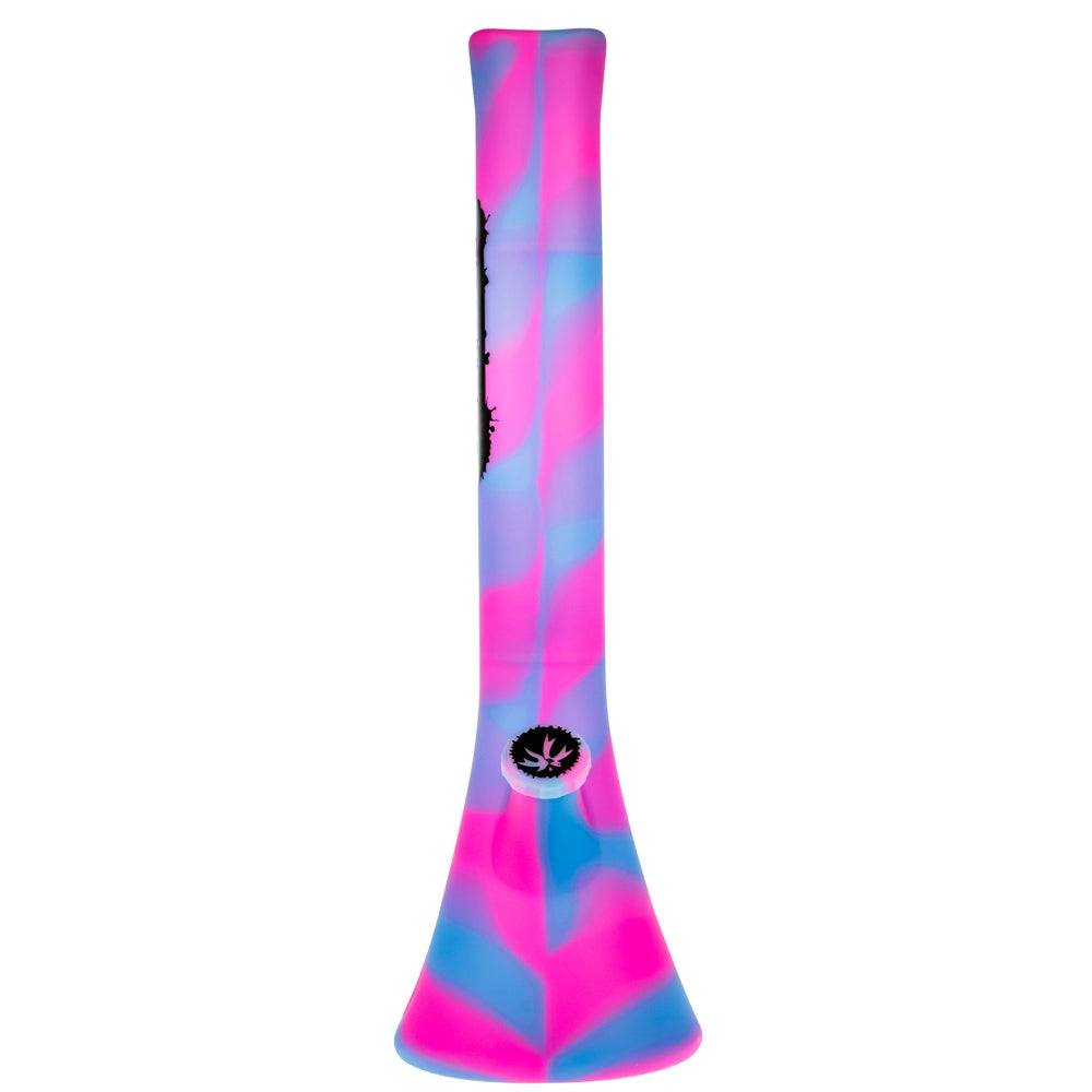 PieceMaker Kahuna Beaker Base Silicone Bong | Pink/Blue - Front View