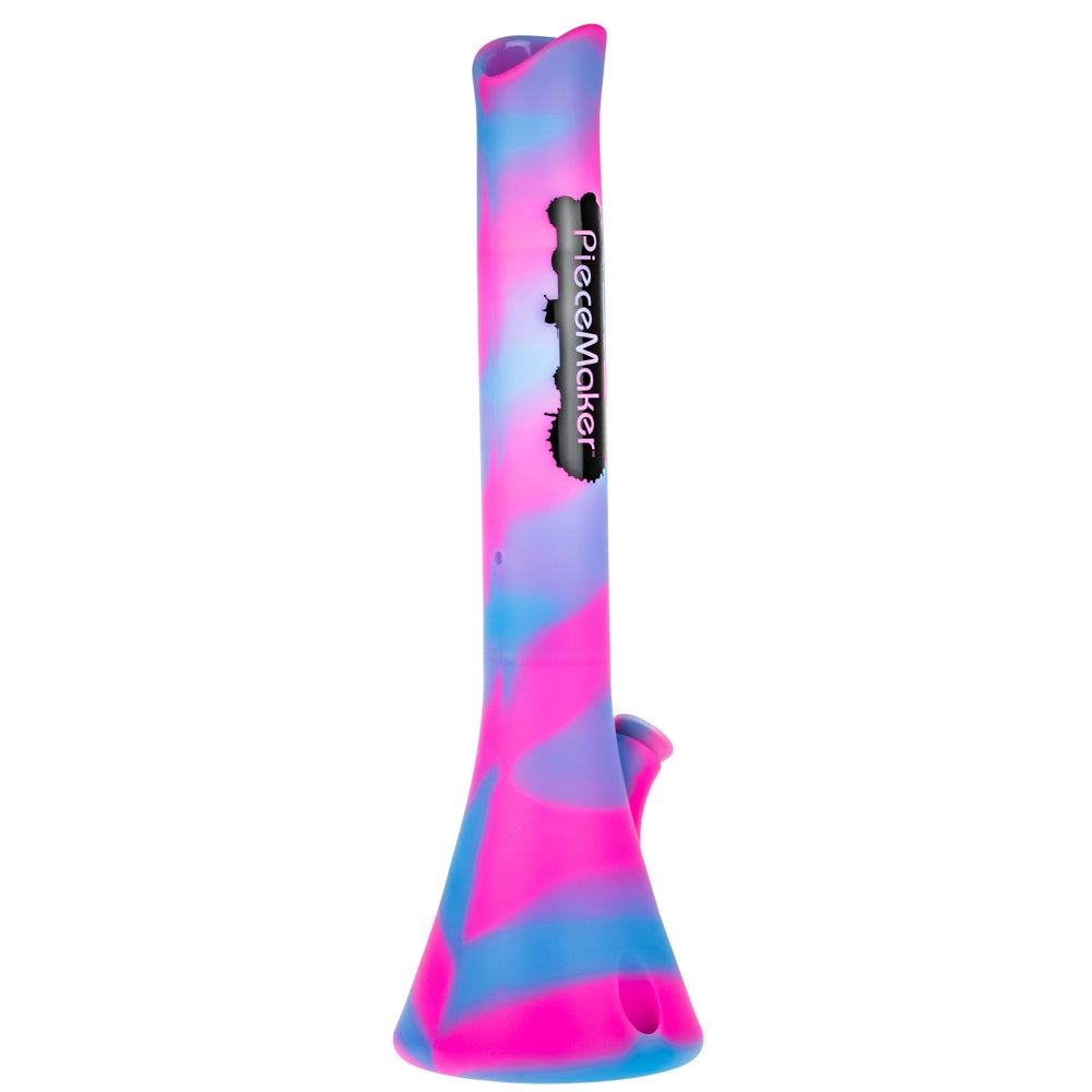 PieceMaker Kahuna Beaker Base Silicone Bong | Pink/Blue - Side View 2