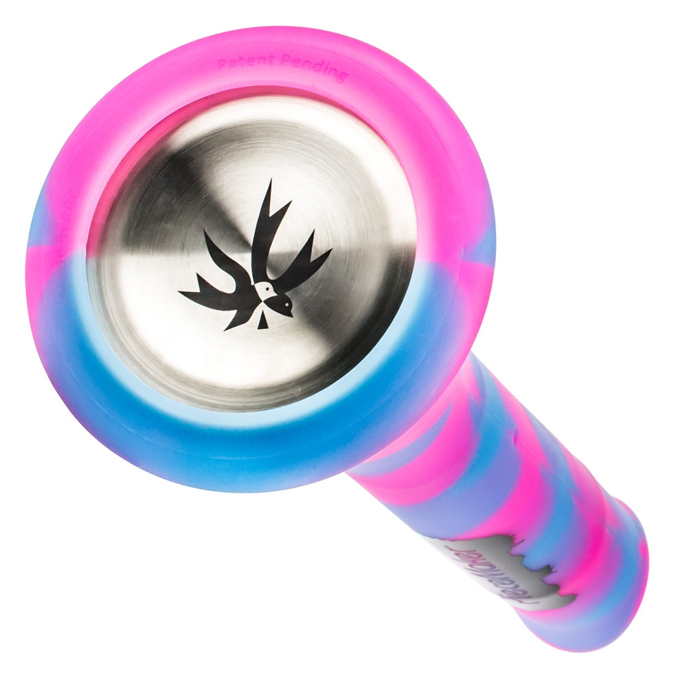 PieceMaker Kahuna Beaker Base Silicone Bong | Pink/Blue - Bottom View