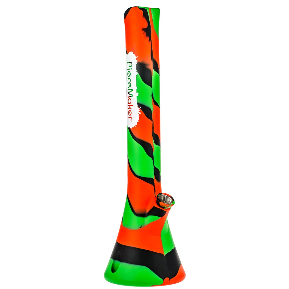 PieceMaker Kahuna Beaker Base Silicone Bong | Green/Black/Red