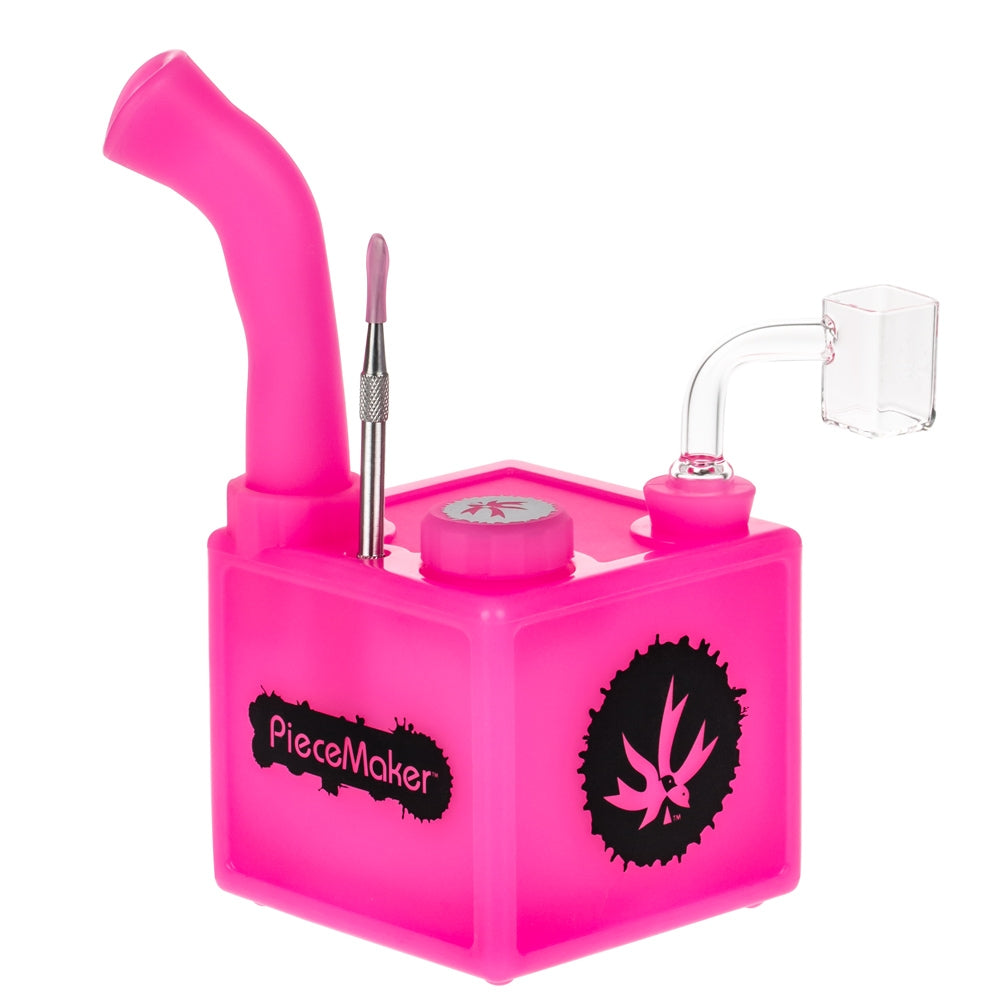 PieceMaker Kube Silicone Dab Rig | Blue - Right Side View