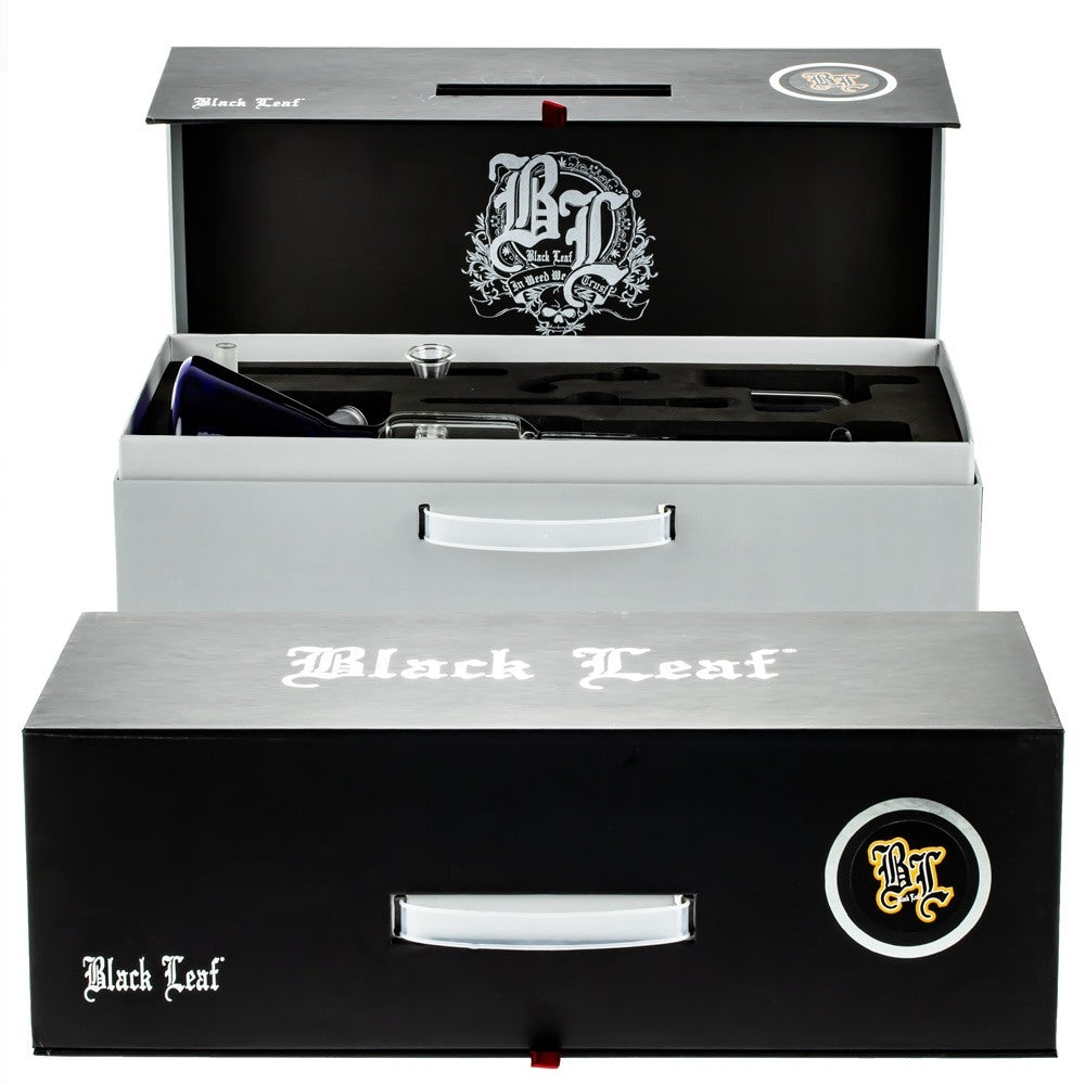 Black Leaf  Beaker Ice Bong with Drum Percolator | Boxed Set - Box