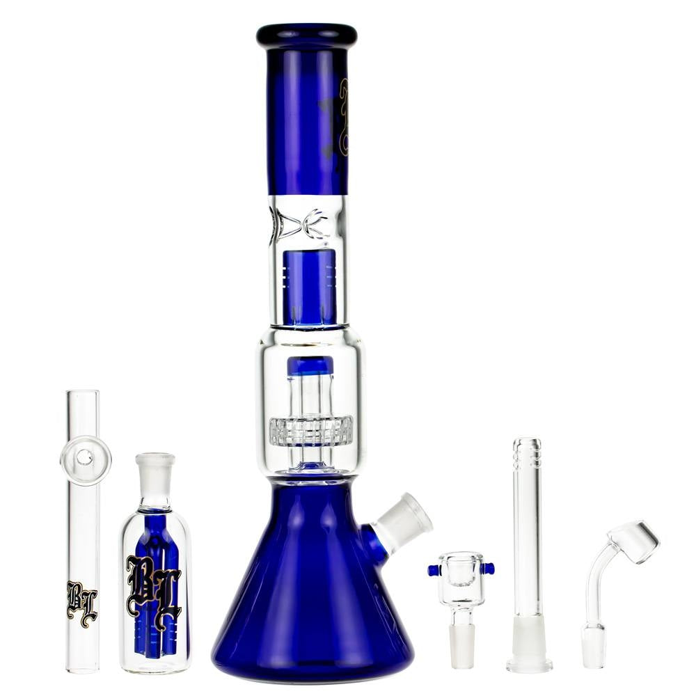 Black Leaf  Beaker Ice Bong with Drum Percolator | Boxed Set - Compete Set