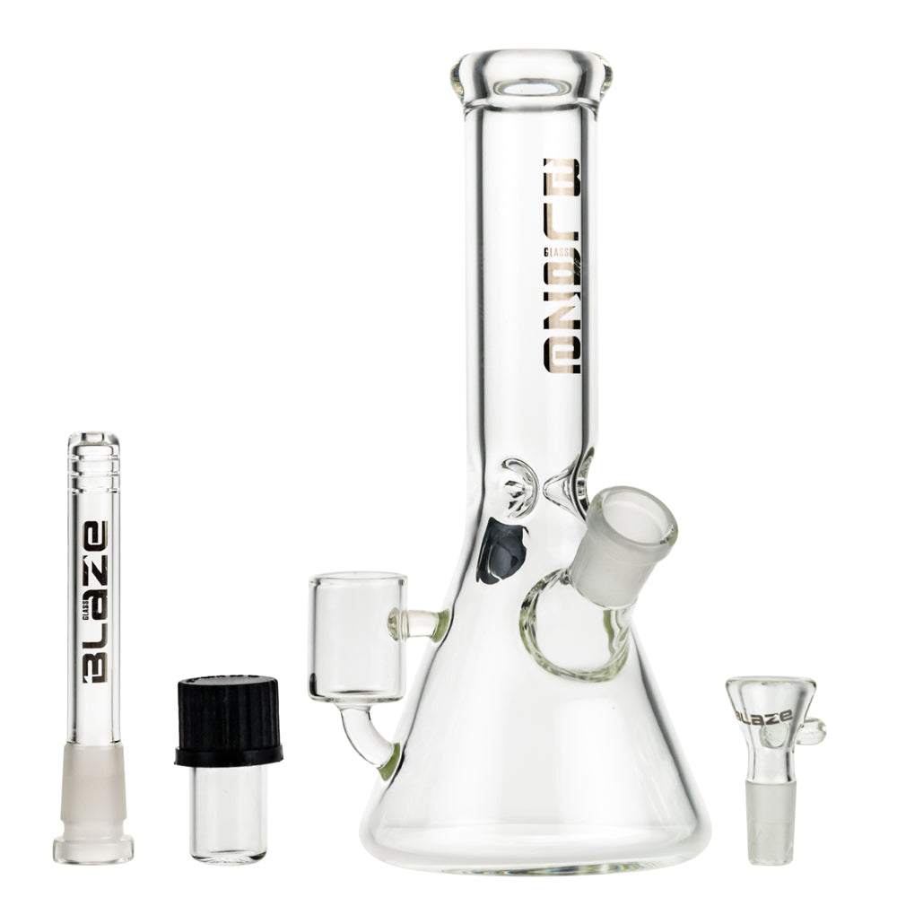 Blaze Glass Beaker Ice Bong with Integrated Stash Compartment - Complete Set