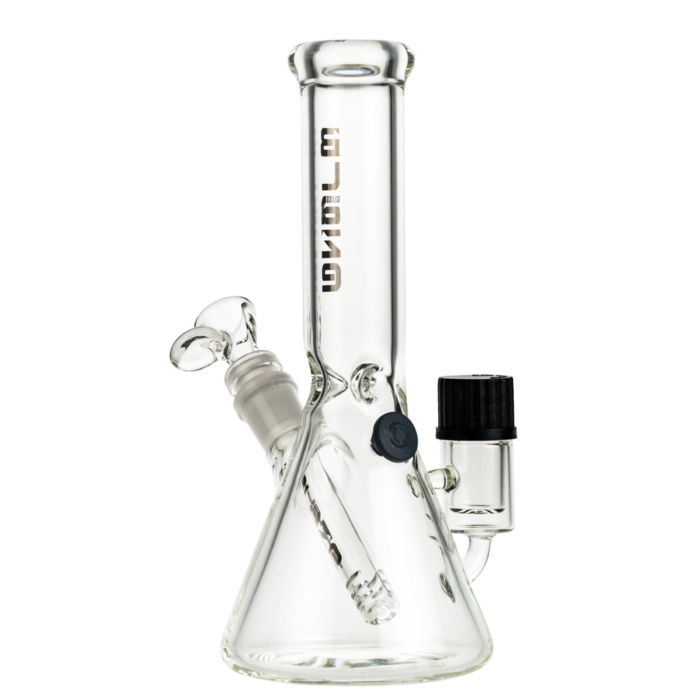 Blaze Glass Beaker Ice Bong with Integrated Stash Compartment - Carb Hole with Rubber Stopper