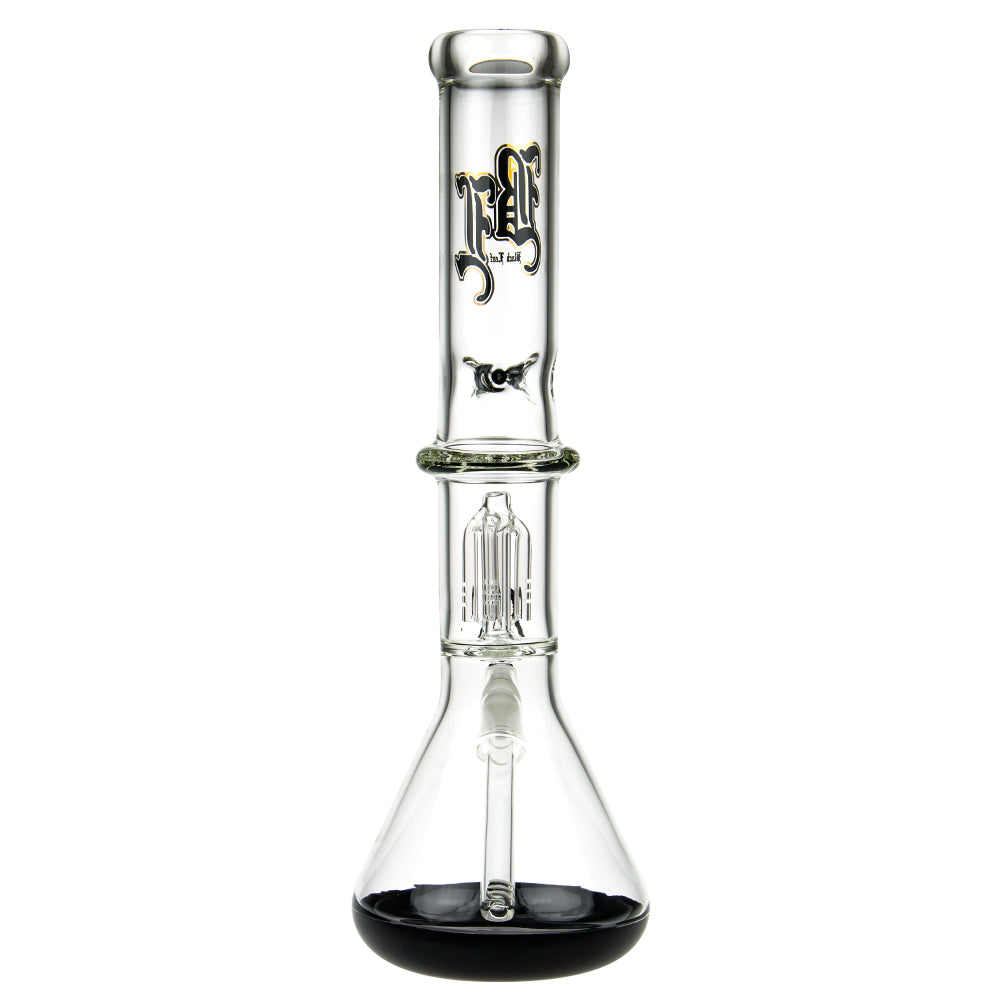 Black Leaf Beaker Base Ice Bong with 4-arm Tree Perc | Black - Back View