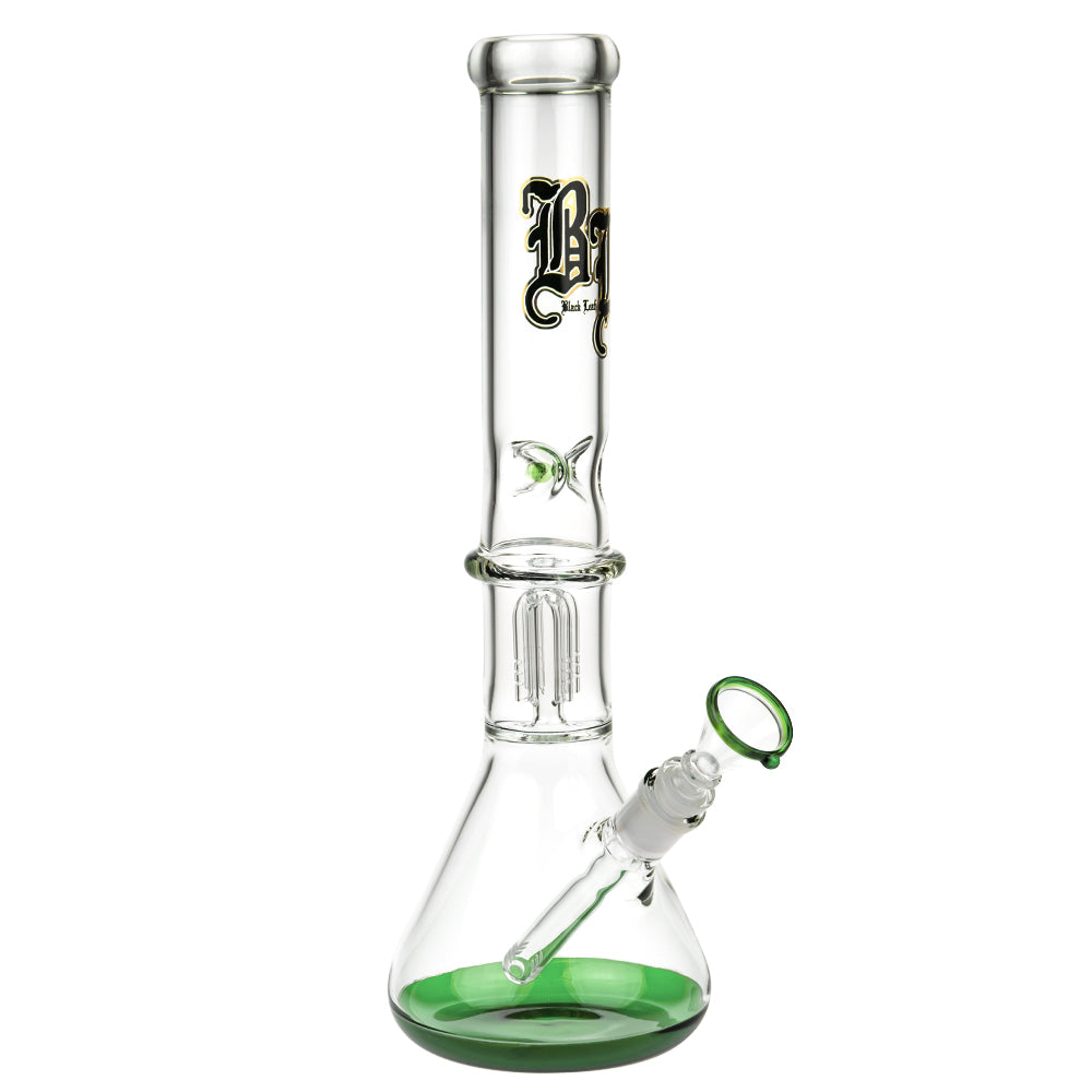 Black Leaf Beaker Base Ice Bong with 4-arm Tree Perc | Green
