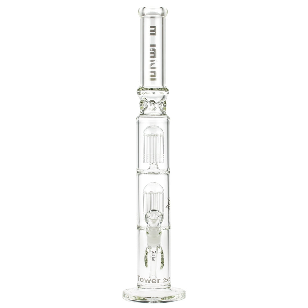 Blaze Glass Tower Ice Bong with Double 8-arm Perc 7mm Straight Tube - Front View