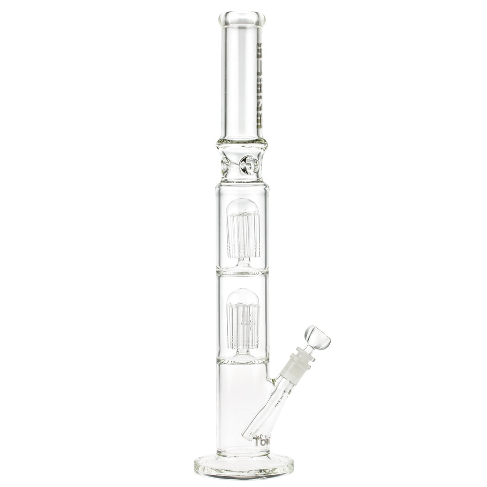 Blaze Glass Tower Ice Bong with Double 8-arm Perc 7mm Straight Tube - Side View 4