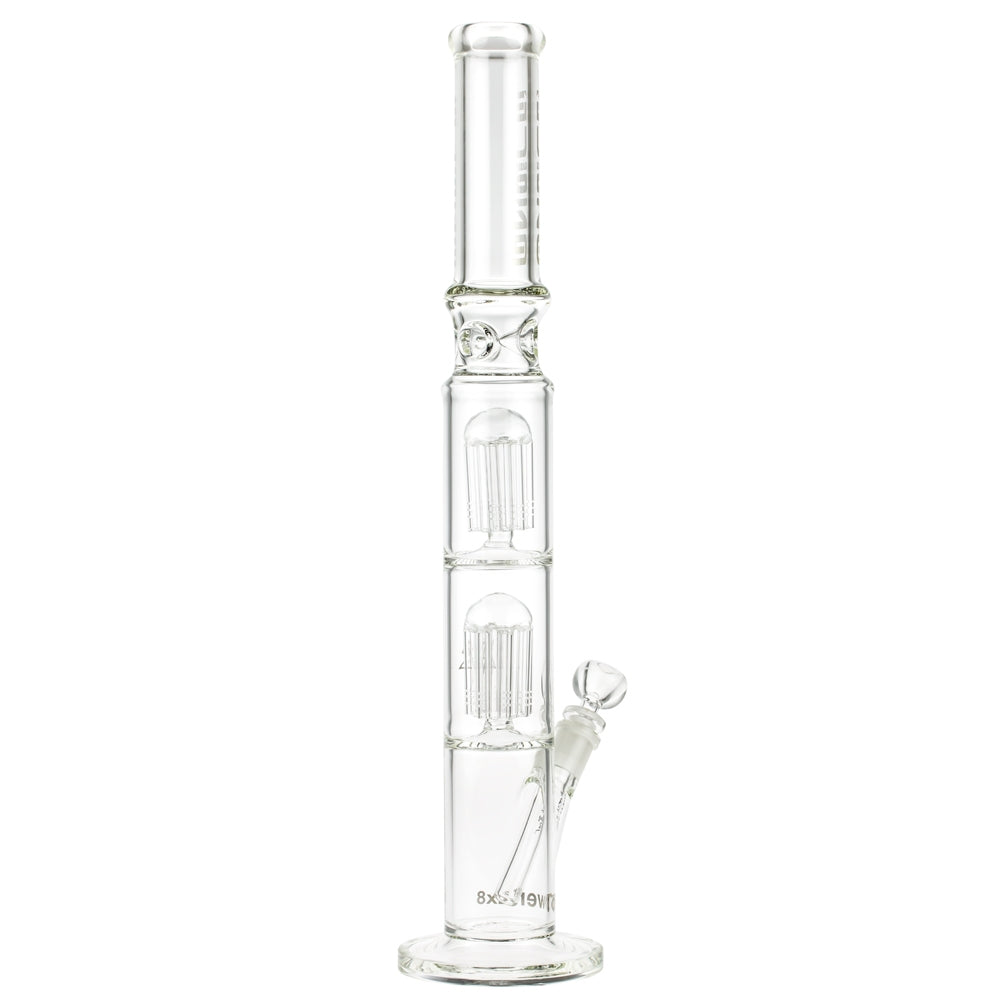Blaze Glass Tower Ice Bong with Double 8-arm Perc 7mm Straight Tube - Side View 3