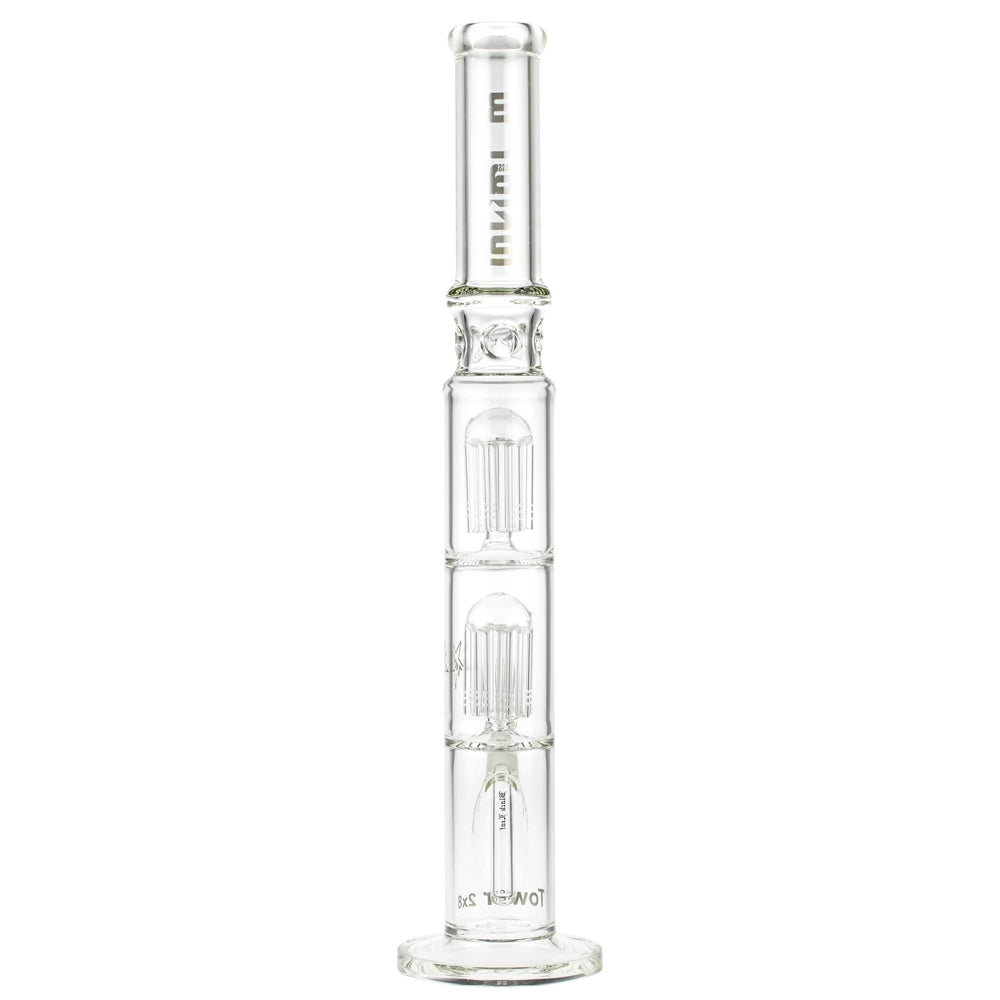 Blaze Glass Tower Ice Bong with Double 8-arm Perc 7mm Straight Tube - Back View