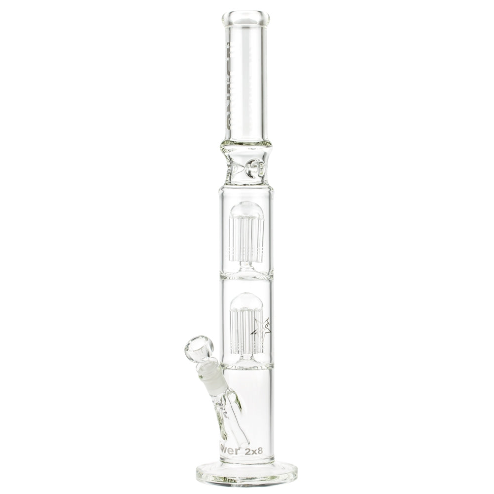 Blaze Glass Tower Ice Bong with Double 8-arm Perc 7mm Straight Tube - Side View  2
