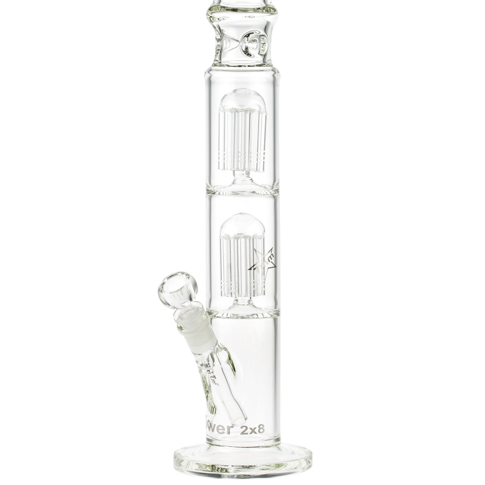 Blaze Glass Tower Ice Bong with Double 8-arm Perc 7mm Straight Tube - Close Up Tree Percolators