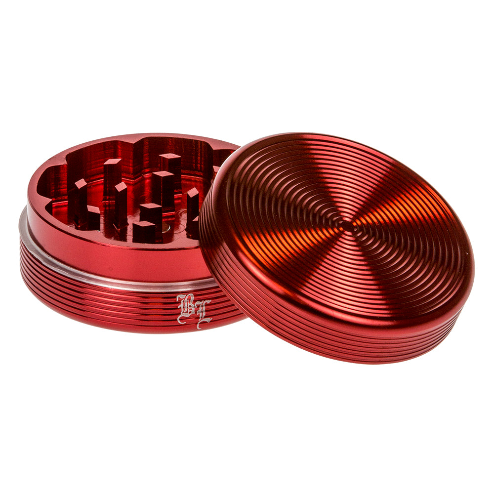 Black Leaf - Ripple Textured Aluminum Herb Grinder - 2-part - 50mm - Red