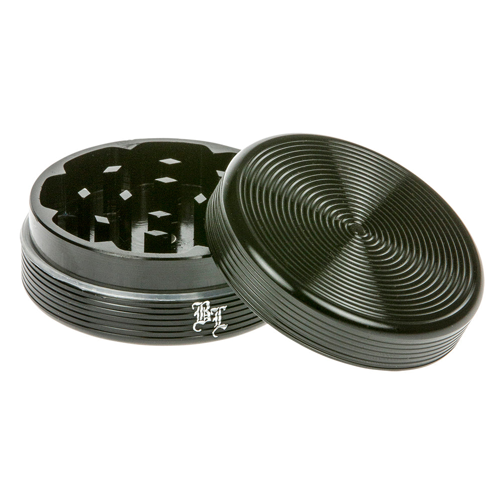 Black Leaf - Ripple Textured Aluminum Herb Grinder - 2-part - 50mm - Black