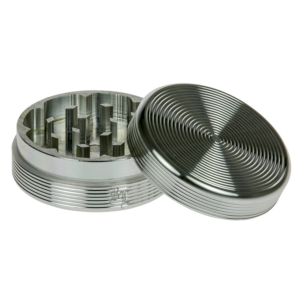 Black Leaf - Ripple Textured Aluminum Herb Grinder - 2-part - 50mm - Silver