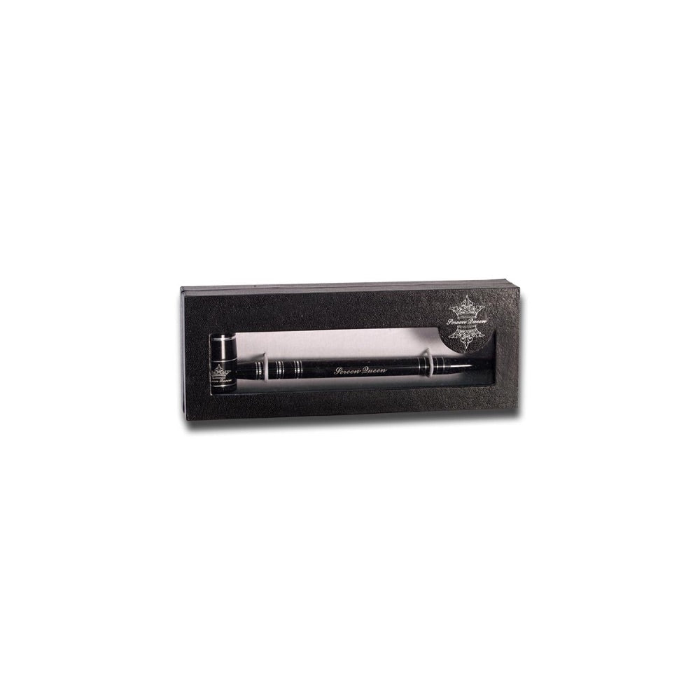 The Screen Queen Pipe - Anodized Aluminum Screenless Hand Pipe | Black | closed box