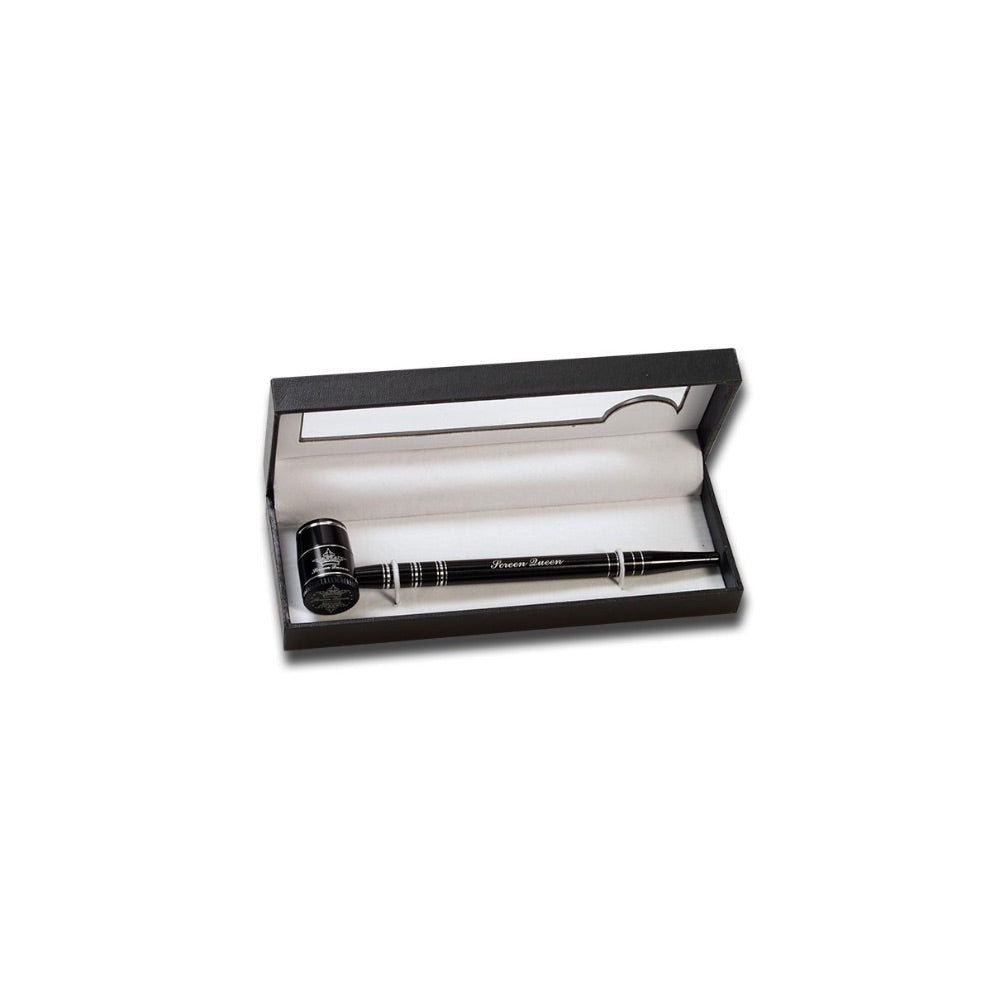 The Screen Queen Pipe - Anodized Aluminum Screenless Hand Pipe | Black | open box