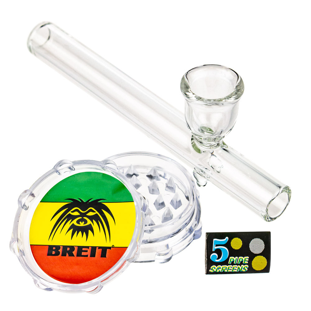 Breit Mini Bubble Base Bong Set with Glass Steamroller in Case - Accessories