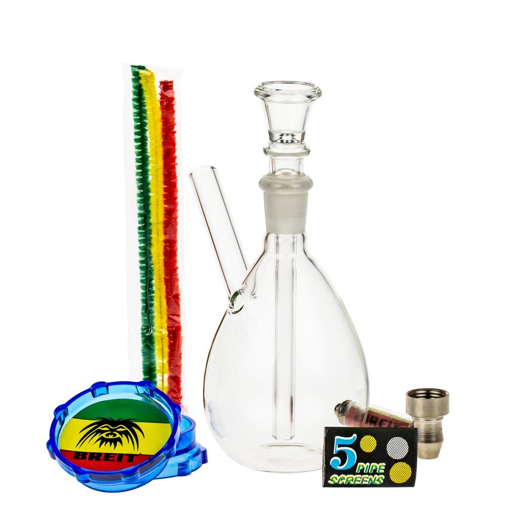 Breit Glass Bubbler with Metal Pipe in Case - Complete Set
