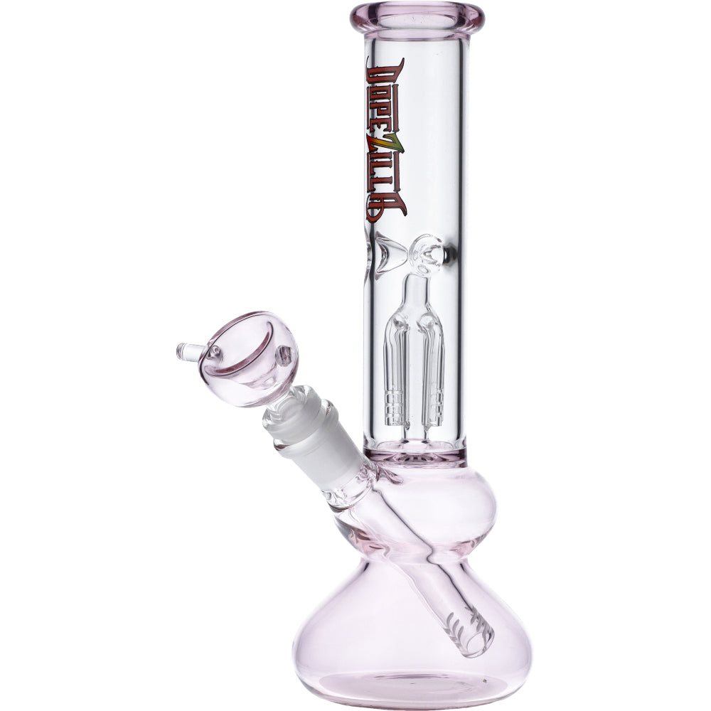 Dopezilla Tokyo Dope Glass Beaker Ice Bong with Tree Perc | Pink | side view 2