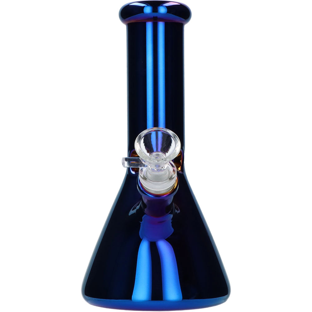 Famous X 8 Inch Fumed Glass Beaker Ice Bong | Sapphire | front view