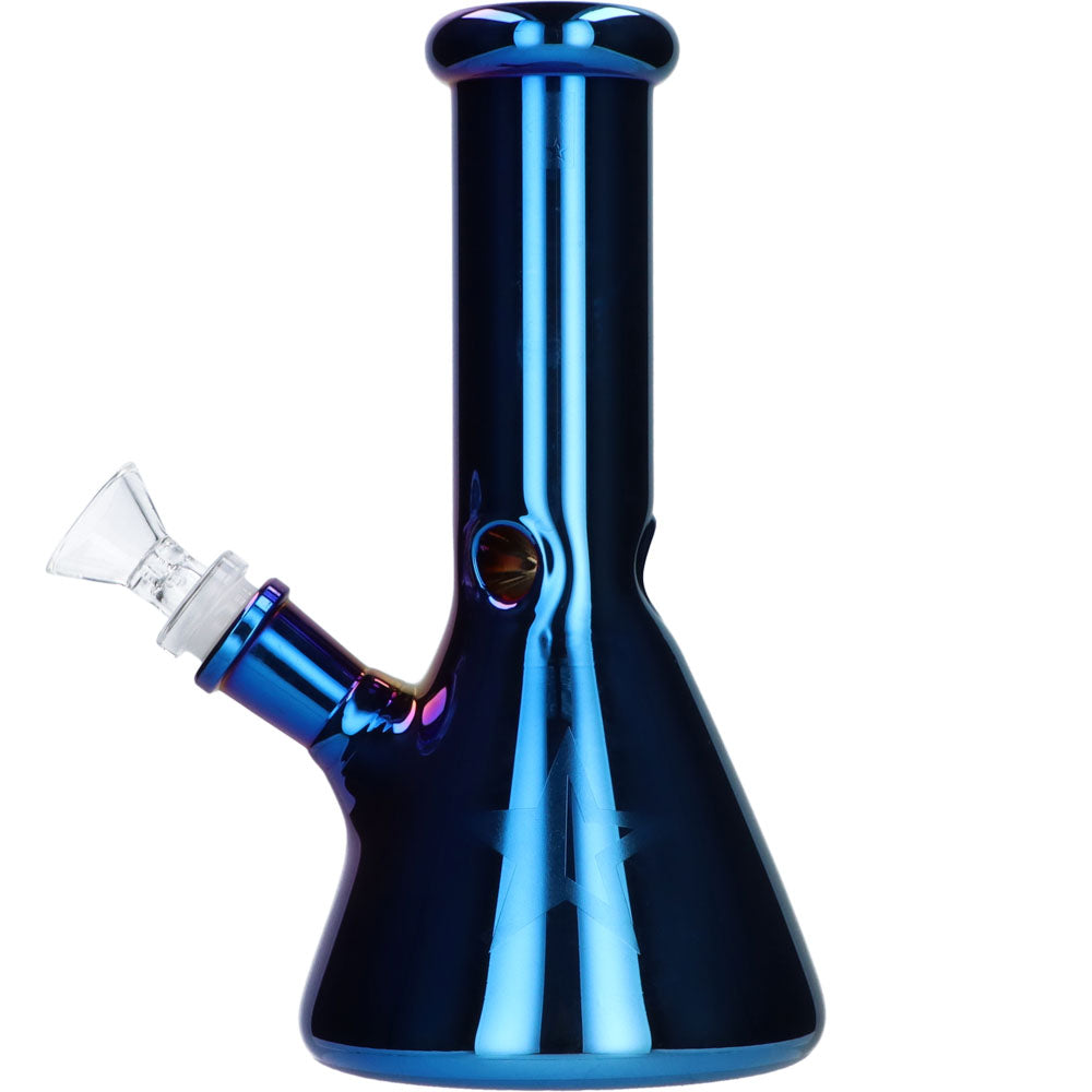 Famous X 8 Inch Fumed Glass Beaker Ice Bong | Sapphire | side view 2