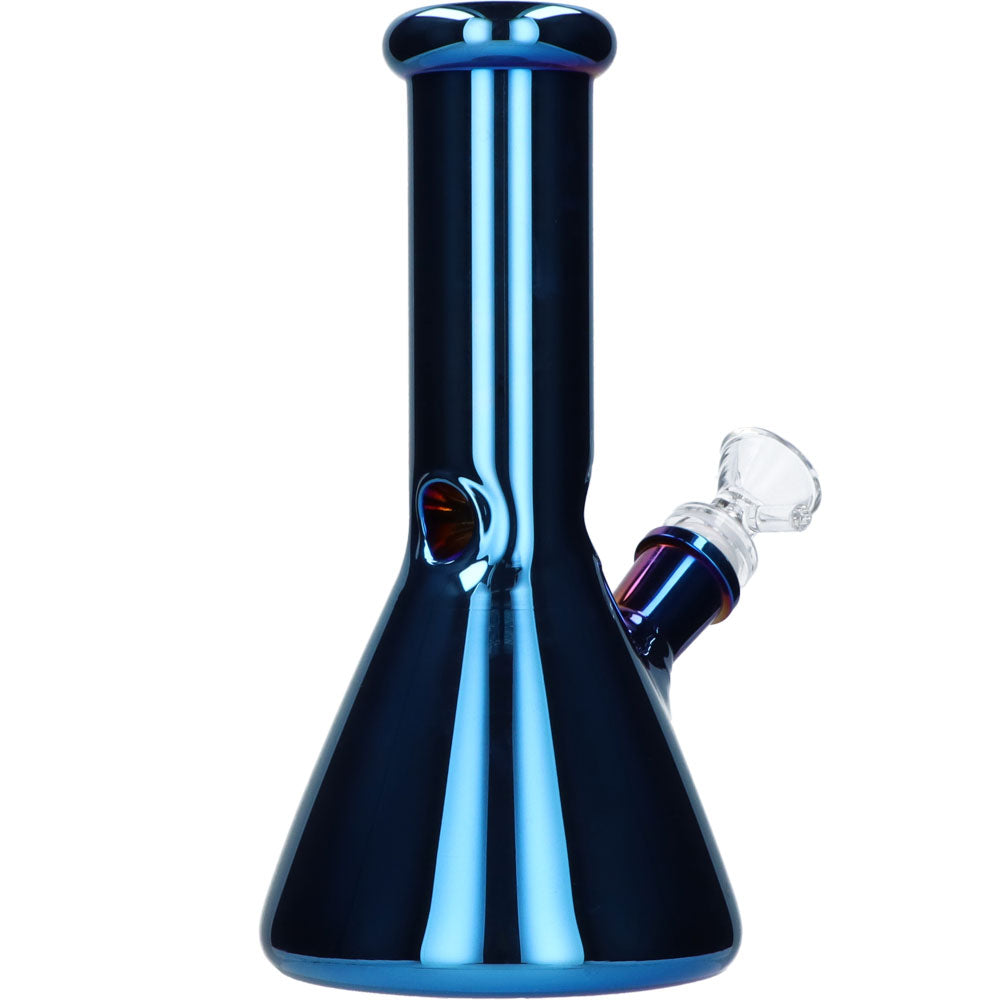 Famous X 8 Inch Fumed Glass Beaker Ice Bong | Sapphire | side view 4