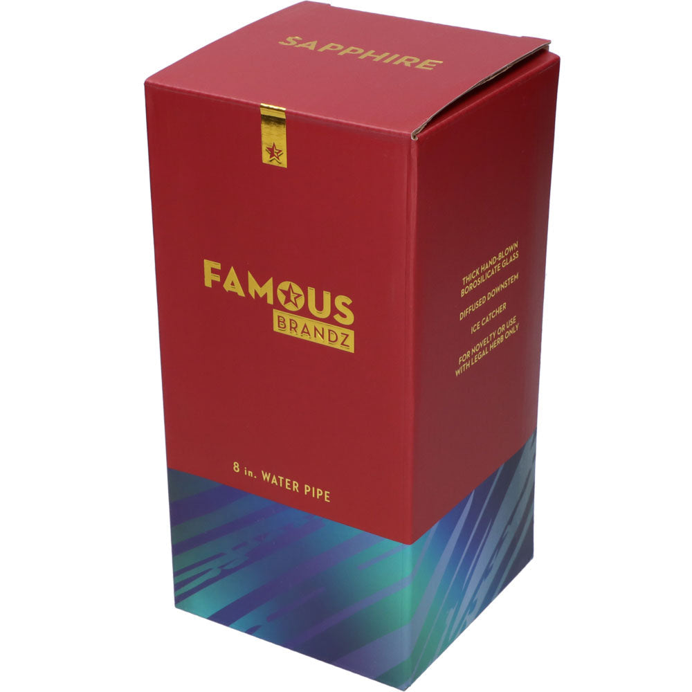 Famous X 8 Inch Fumed Glass Beaker Ice Bong | Sapphire | box