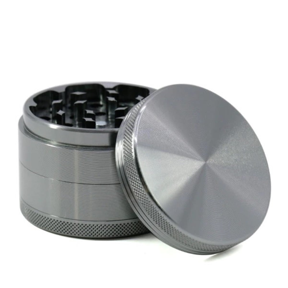 Aluminum Herb Grinder with Pollen Screen and Magnetic Lid | 63mm | Grey