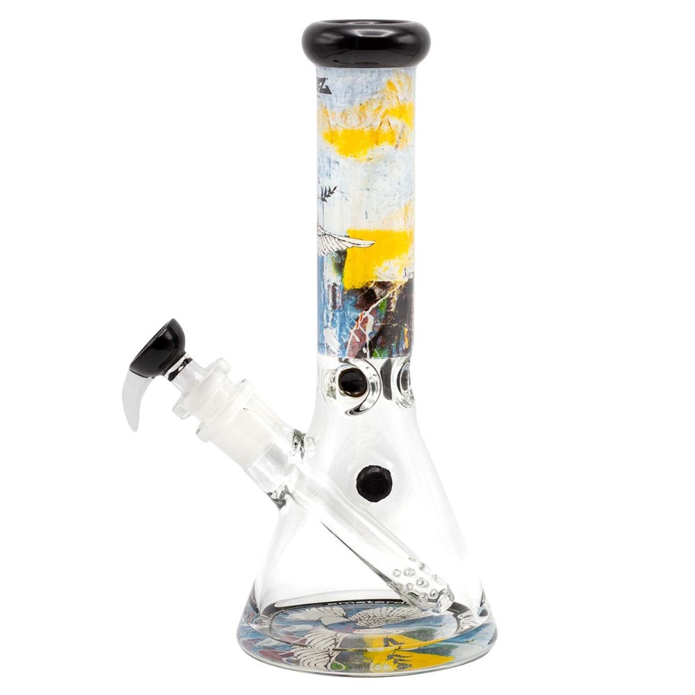 G-Rollz Banksy Beaker Base Bong | Banksy's Graffiti Bulletproof Dove | side view 2