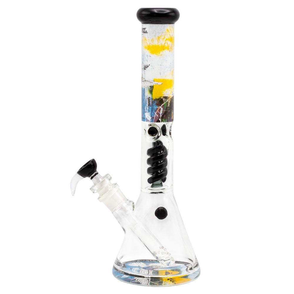 G-Rollz Banksy Beaker Base Percolator Bong | Bulletproof Dove | side view 2