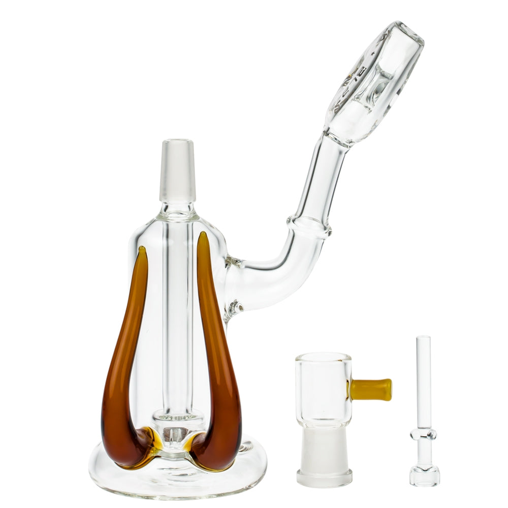 Blaze Glass Concentrate Oil Bubbler with Showerhead Diffuser | Amber - Vapor Dome and Nail Included