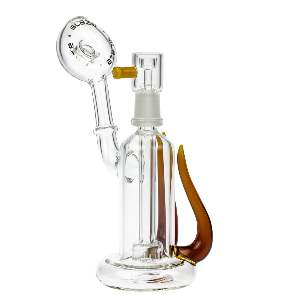 Blaze Glass Concentrate Oil Bubbler with Showerhead Diffuser | Amber - Side View 1